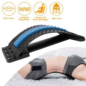 Back Massage Stretching Device Multi-Level Lumbar Spinal Support Stretcher Herniated Disc Upper Lower Back Pain Relief - Black & Blue