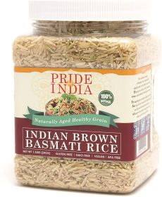 Pride Of India - Extra Long Brown Basmati Rice - Naturally Aged Healthy Grain (size: 1.5 LB)