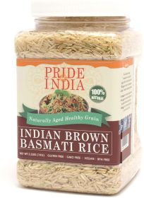 Pride Of India - Extra Long Brown Basmati Rice - Naturally Aged Healthy Grain (size: 3.3 LB)